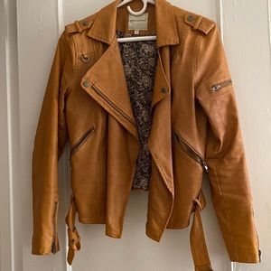 Thread and supply faux leather jacket